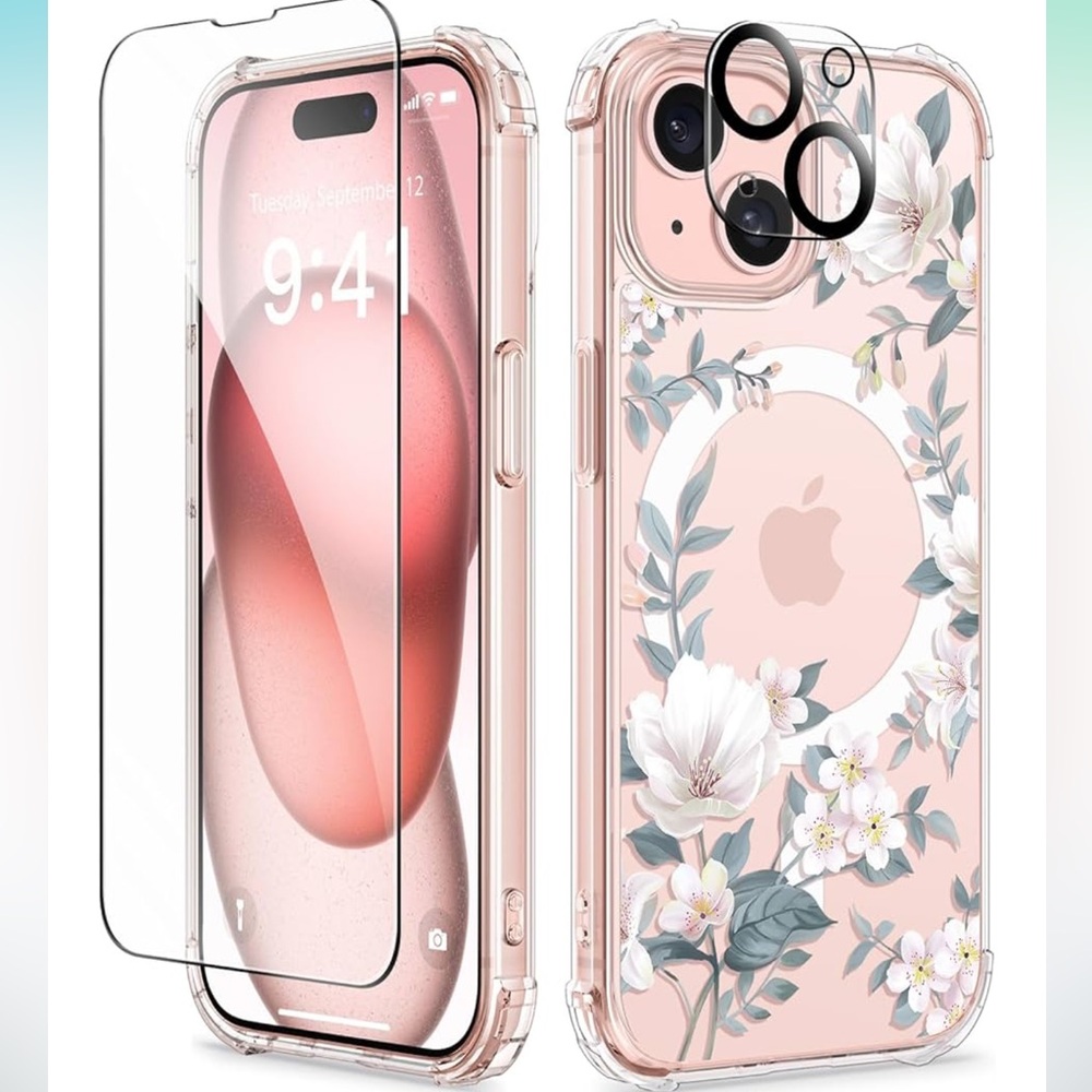 Source Unknown Pink and White iPhone Cases with Floral Design